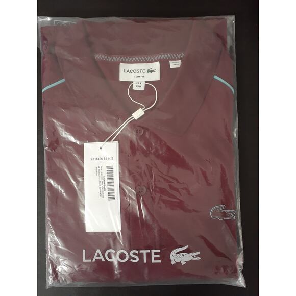 Lacoste Men's Short Sleeve Piping Slim Fit Polo Shirt, ZIN/ANSE M - Picture 2 of 3